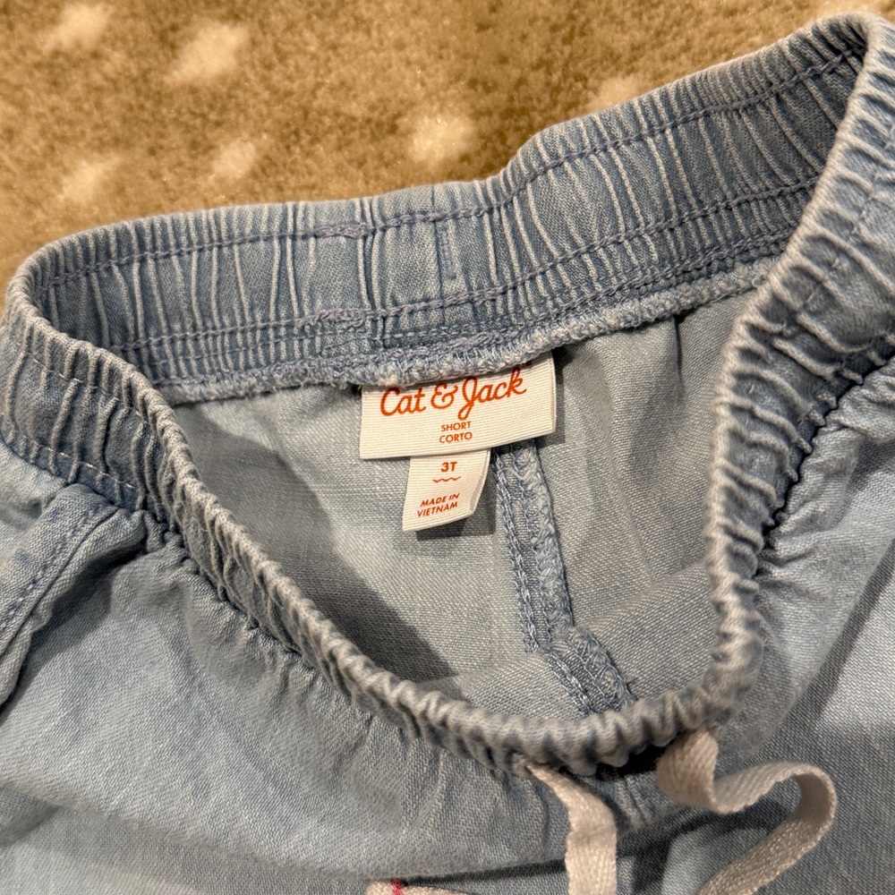 Cat & Jack Toddler Girls’ Light Wash Elastic Waist Pull-On Style Shorts. Size 3T - Picture 5 of 7